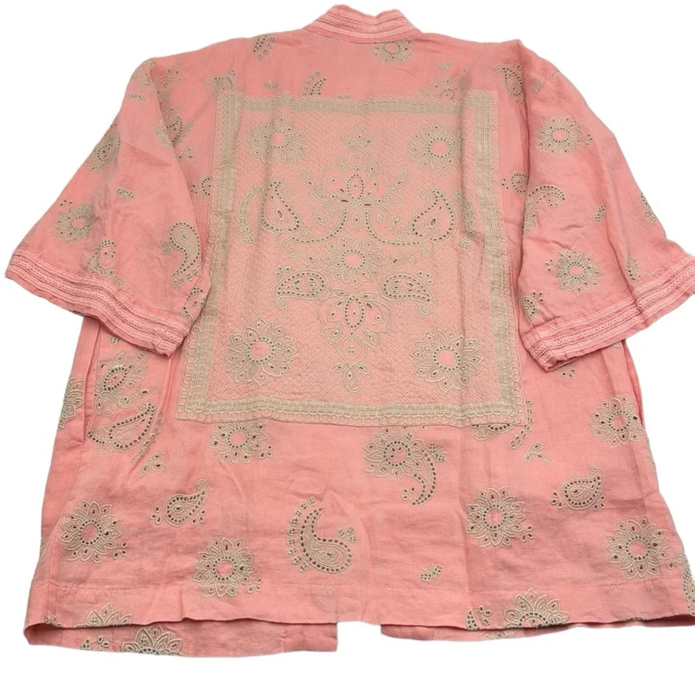 Johnny Was Faye Eyelet Embroidered Kimono Size Large - Picture 5 of 15